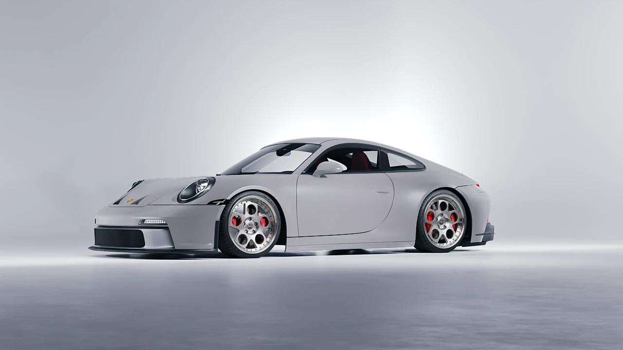 Porsche 911 GT3 Touring 2024 on HRE Performance Wheels 454 forged wheels, front three-quarter view