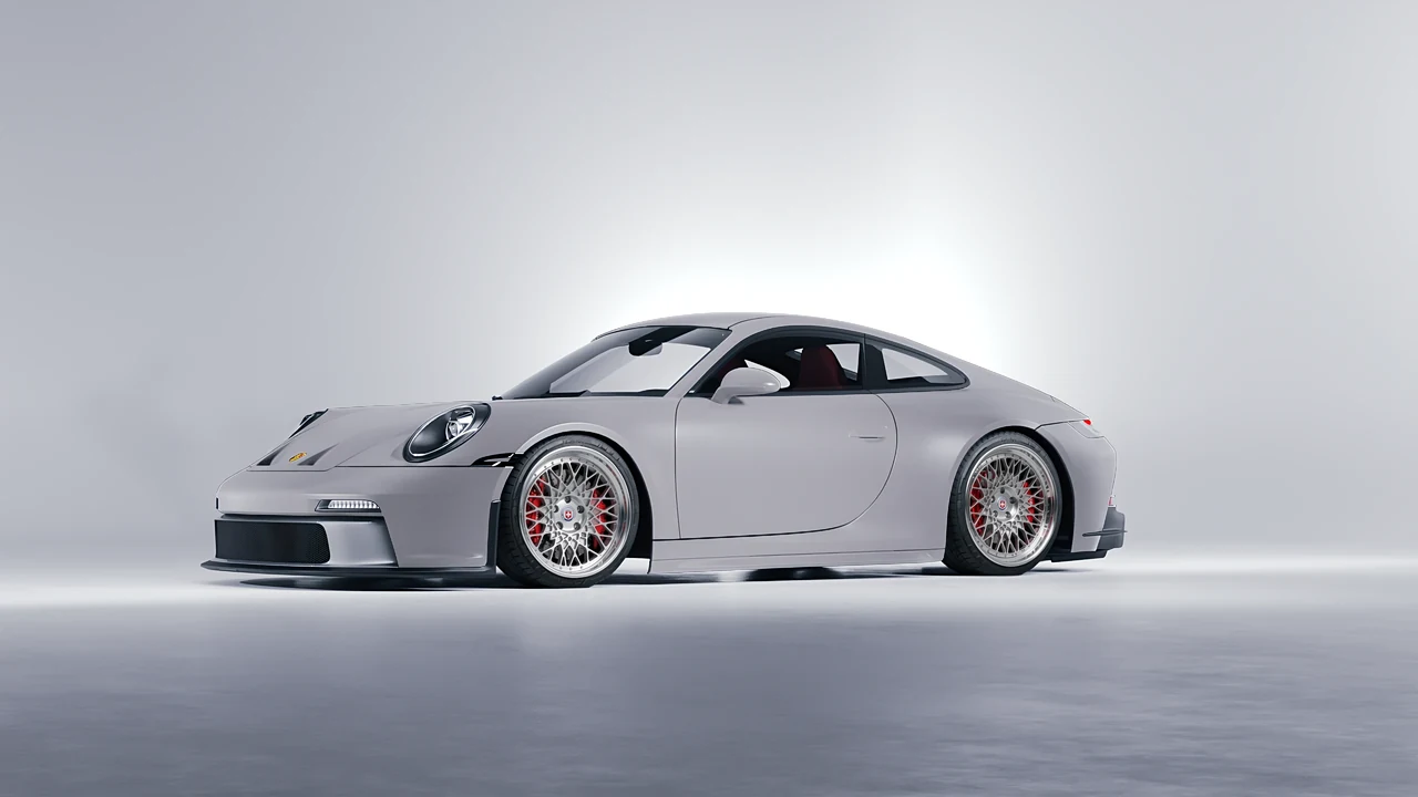 Porsche 911 GT3 Touring 2024 on HRE Performance Wheels 501 forged wheels, front three-quarter view