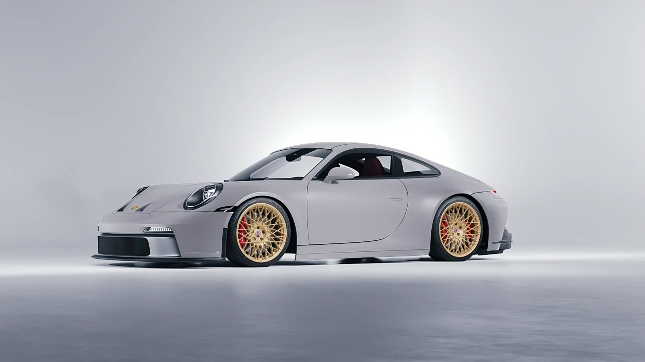 Porsche 911 GT3 Touring 2024 on HRE Performance Wheels 501M forged wheels, front three-quarter view