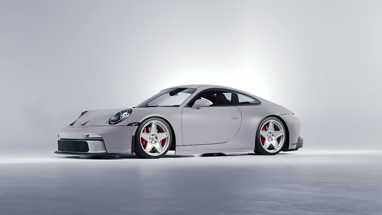 Porsche 911 GT3 Touring 2024 on HRE Performance Wheels 505M forged wheels, front three-quarter view