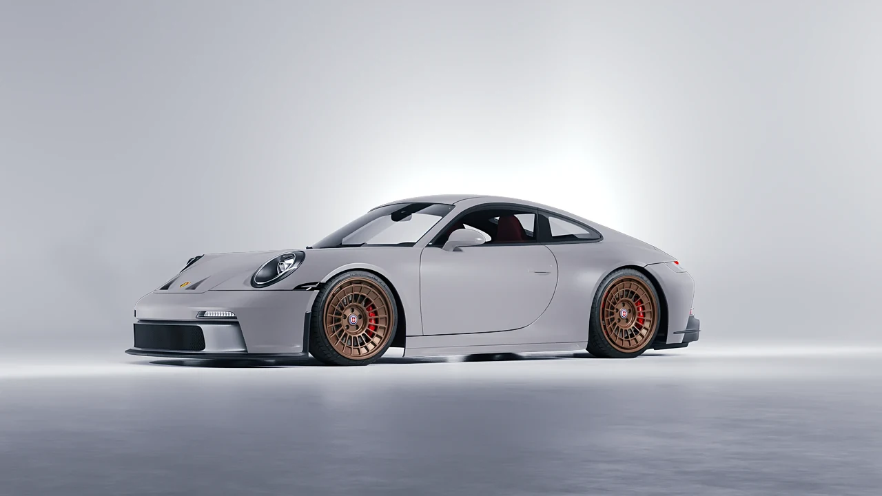 Porsche 911 GT3 Touring 2024 on HRE Performance Wheels 515-GTM forged wheels, front three-quarter view
