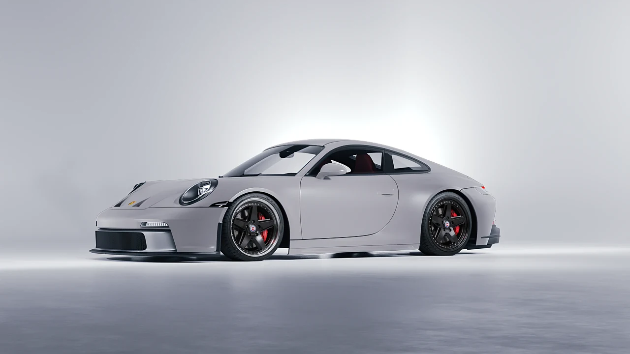 Porsche 911 GT3 Touring 2024 on HRE Performance Wheels 517 forged wheels, front three-quarter view