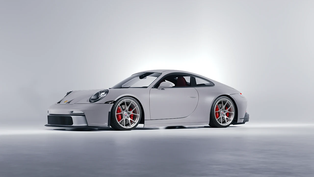 Porsche 911 GT3 Touring 2024 on HRE Performance Wheels 521M forged wheels, front three-quarter view