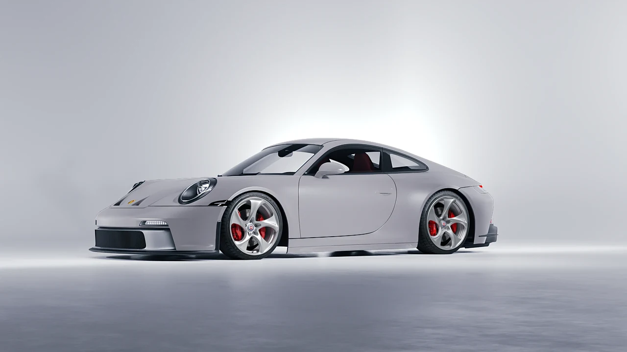 Porsche 911 GT3 Touring 2024 on HRE Performance Wheels 522M forged wheels, front three-quarter view