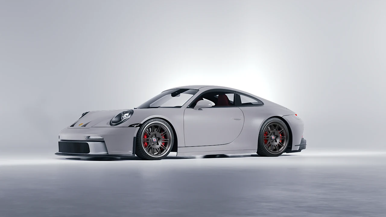 Porsche 911 GT3 Touring 2024 on HRE Performance Wheels 528 forged wheels, front three-quarter view