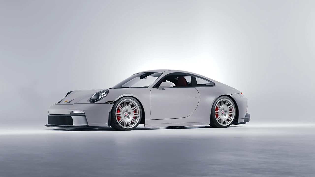 Porsche 911 GT3 Touring 2024 on HRE Performance Wheels 528M forged wheels, front three-quarter view