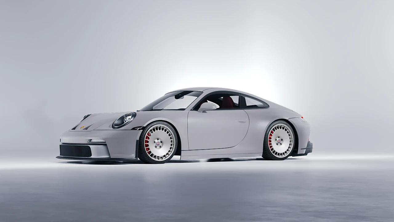 Porsche 911 GT3 Touring 2024 on HRE Performance Wheels 935M forged wheels, front three-quarter view