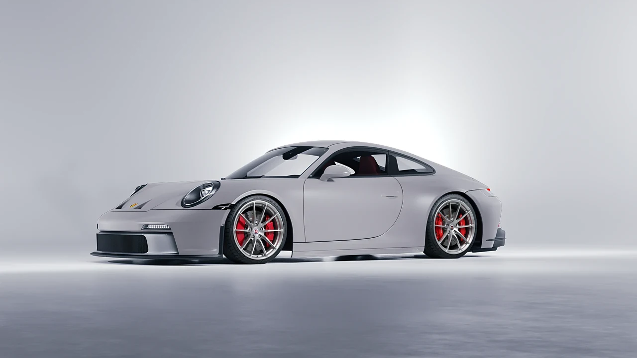Porsche 911 GT3 Touring 2024 on HRE Performance Wheels P104 forged wheels, front three-quarter view