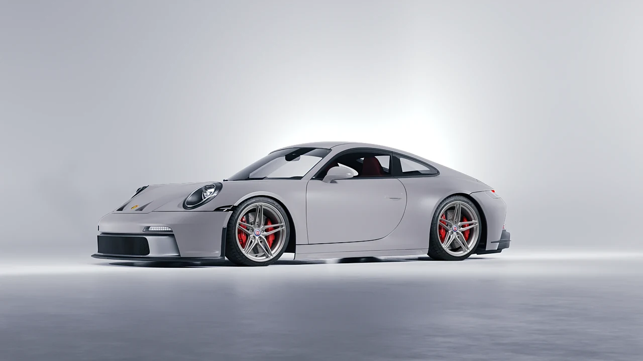 Porsche 911 GT3 Touring 2024 on HRE Performance Wheels P107SC forged wheels, front three-quarter view