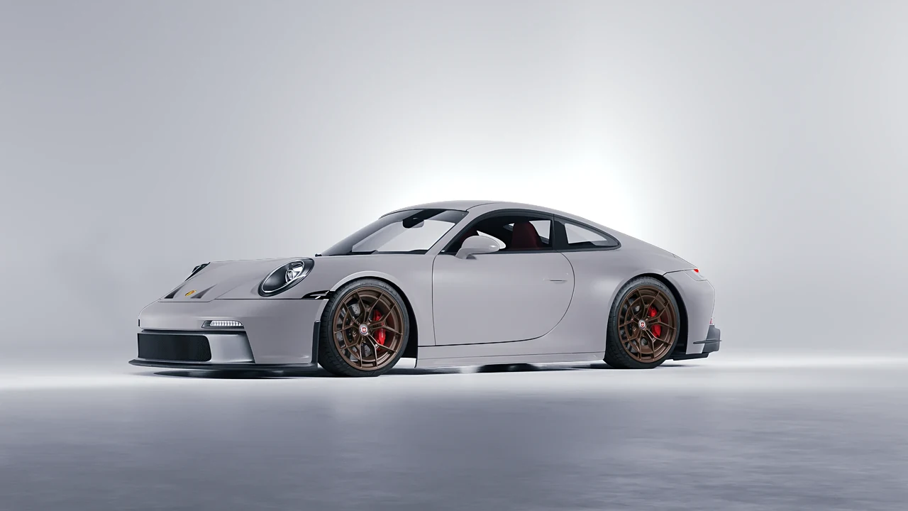 Porsche 911 GT3 Touring 2024 on HRE Performance Wheels P301 forged wheels, front three-quarter view