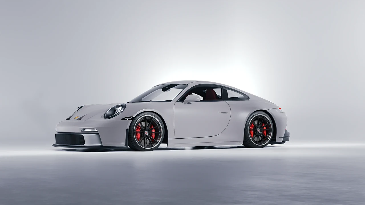 Porsche 911 GT3 Touring 2024 on HRE Performance Wheels S104 forged wheels, front three-quarter view