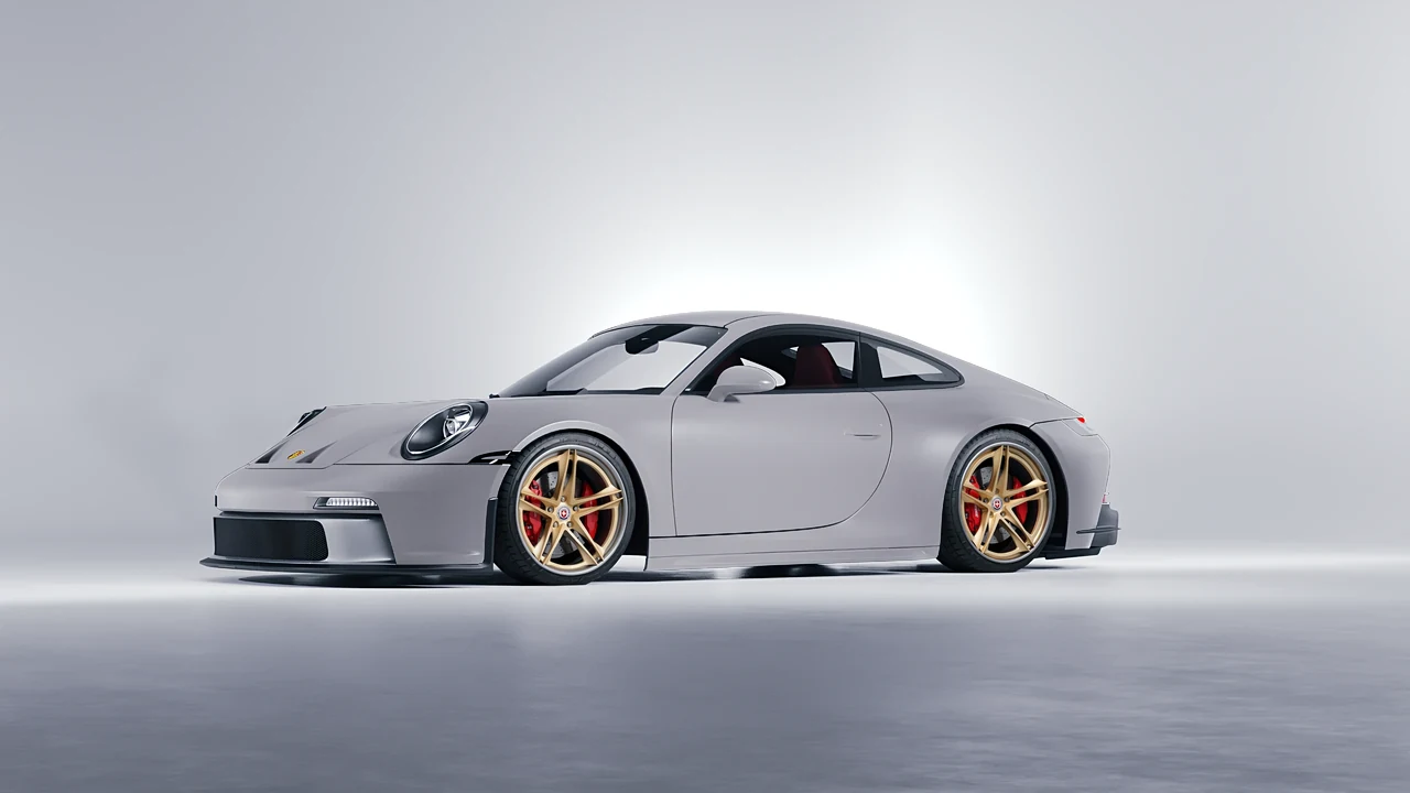 Porsche 911 GT3 Touring 2024 on HRE Performance Wheels S207H forged wheels, front three-quarter view