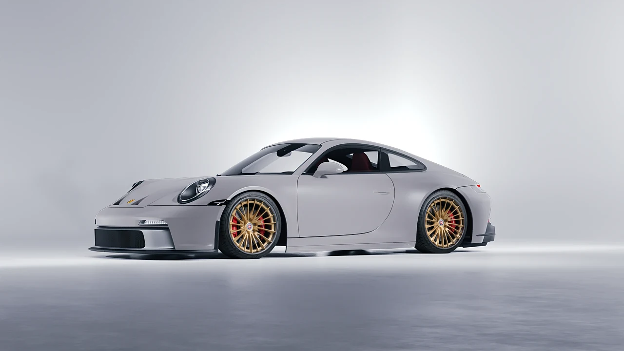 Porsche 911 GT3 Touring 2024 on HRE Performance Wheels S209H forged wheels, front three-quarter view
