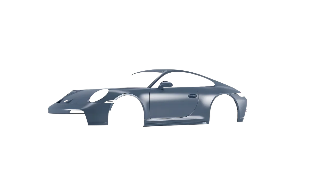 Porsche 911 GT3 Touring 2024 wrapped in Satin Lunar Blue (3M S87), front three-quarter view