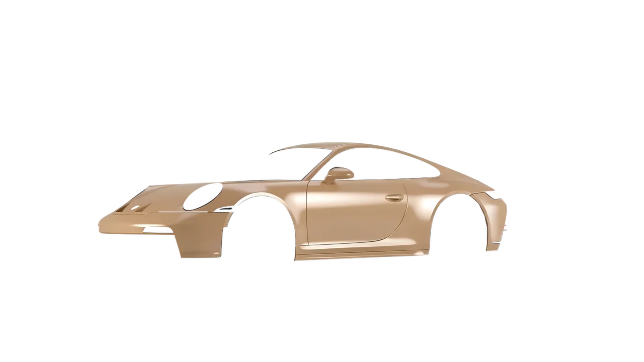 Porsche 911 GT3 Touring 2024 wrapped in Satin Sandstone (3M S49), front three-quarter view