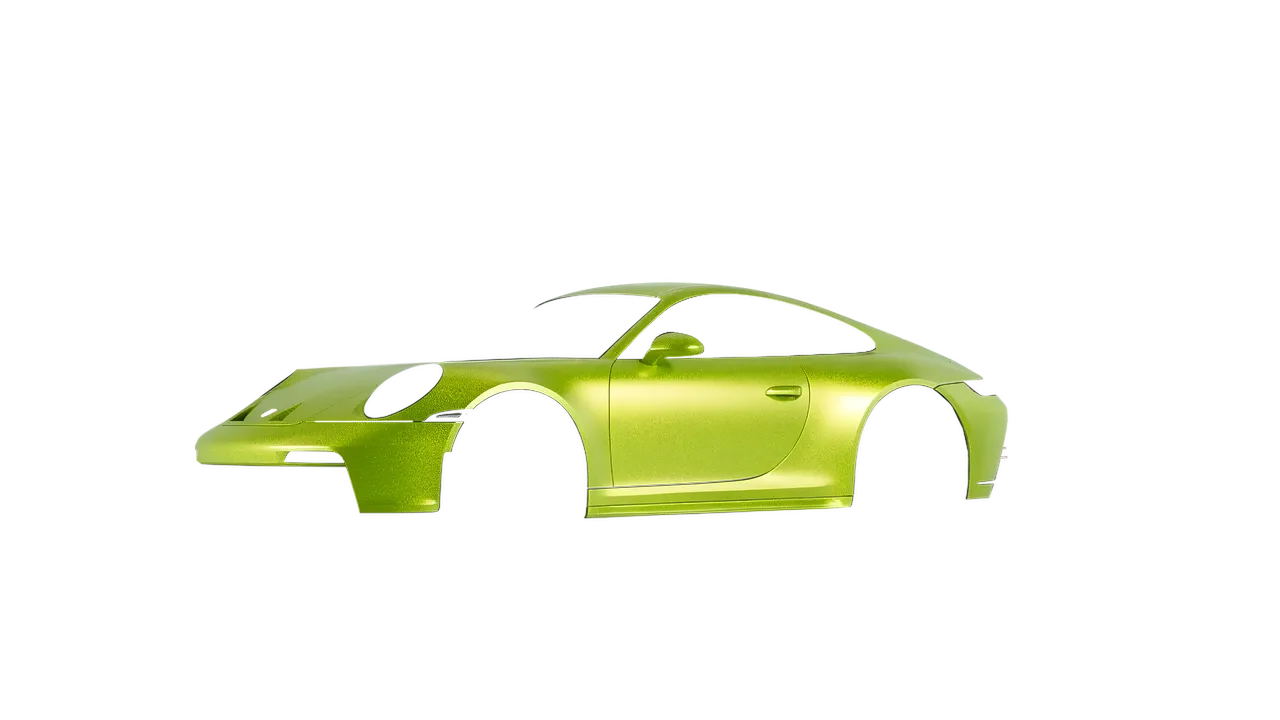 Porsche 911 GT3 Touring 2024 wrapped in Citrus Fury Matt (ORACAL 970RA-183M), front three-quarter view