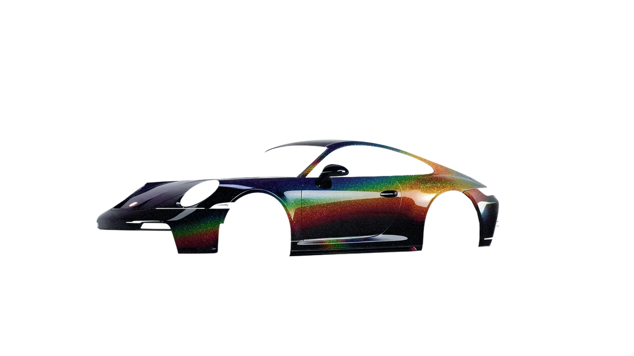 Porsche 911 GT3 Touring 2024 wrapped in Morpheus Black Starlight Gloss (KPMF K75470), front three-quarter view