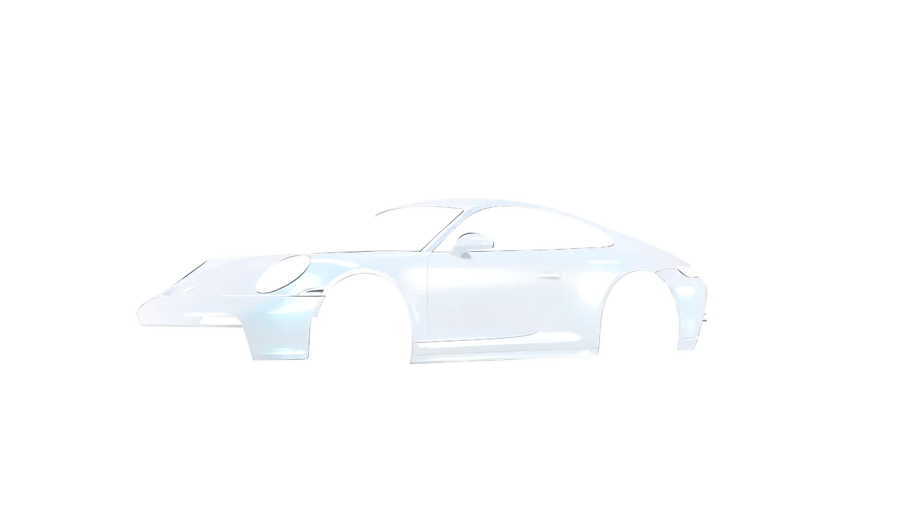 Porsche 911 GT3 Touring 2024 wrapped in Matt Pacific Blue White Starlight (KPMF K75576), front three-quarter view