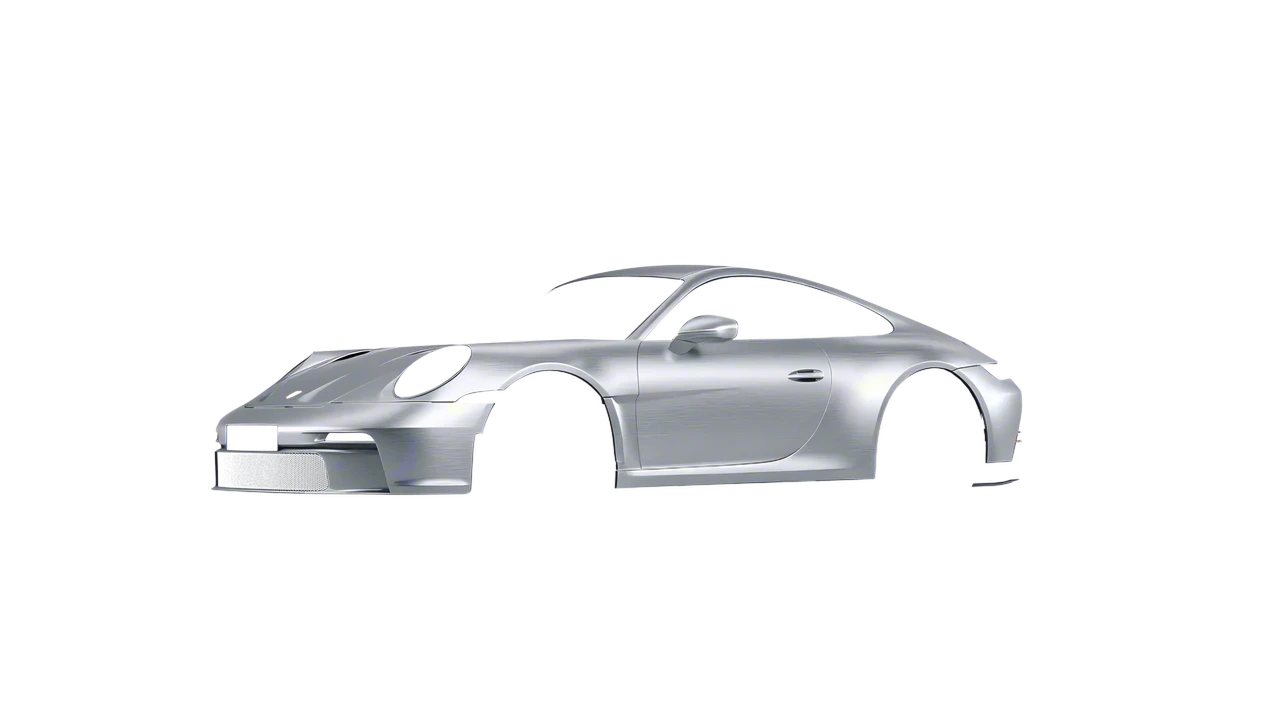 Porsche 911 S T 2024 wrapped in Brushed Aluminum (Avery Dennison SW900-812-X), front three-quarter view