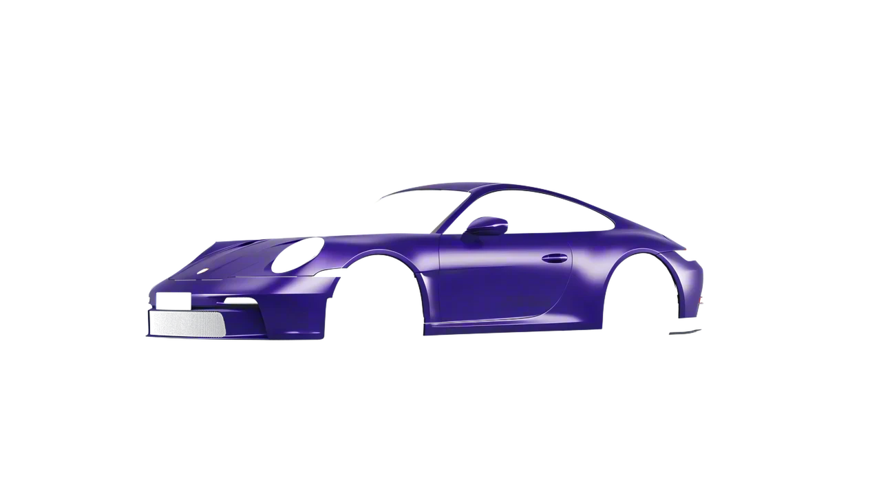 Porsche 911 S T 2024 wrapped in Purple (Avery Dennison SW900-587-D), front three-quarter view