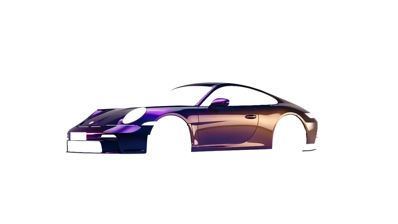 Porsche 911 S T 2024 wrapped in Gloss Flip Deep Space (3M GP278), front three-quarter view