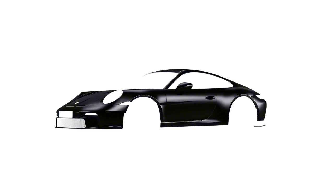 Porsche 911 S T 2024 wrapped in Mystery Black (Avery Dennison SW900-184-M), front three-quarter view