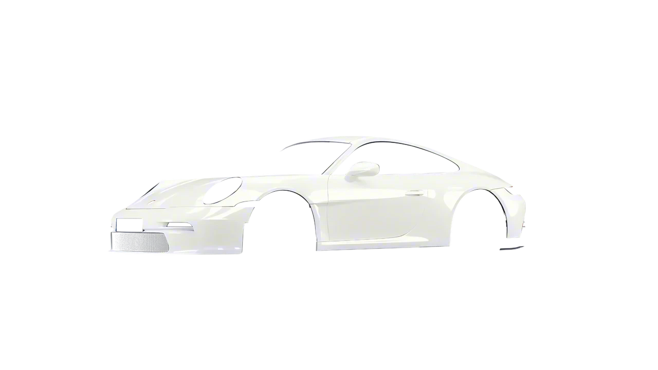 Porsche 911 S T 2024 wrapped in Gloss White (3M G10), front three-quarter view