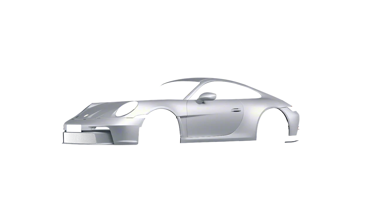 Porsche 911 S T 2024 wrapped in Matte Silver (3M M21), front three-quarter view