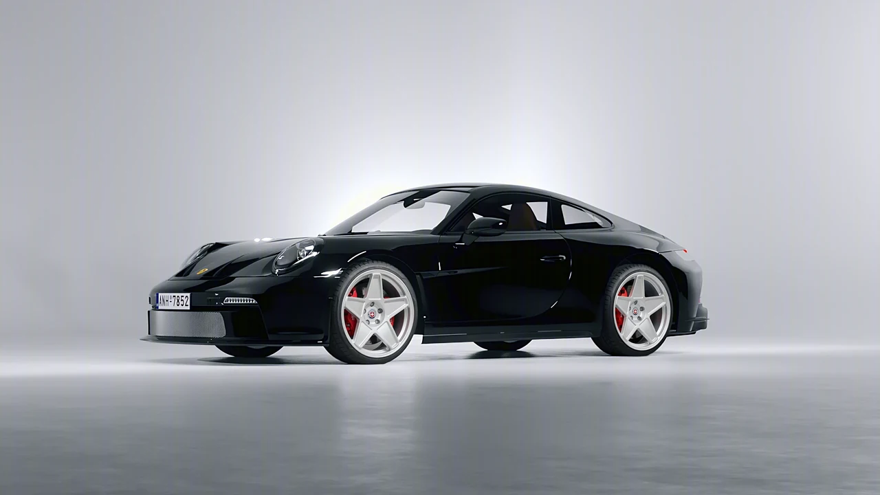 Porsche 911 S T 2024 on HRE Performance Wheels 505M forged wheels, front three-quarter view