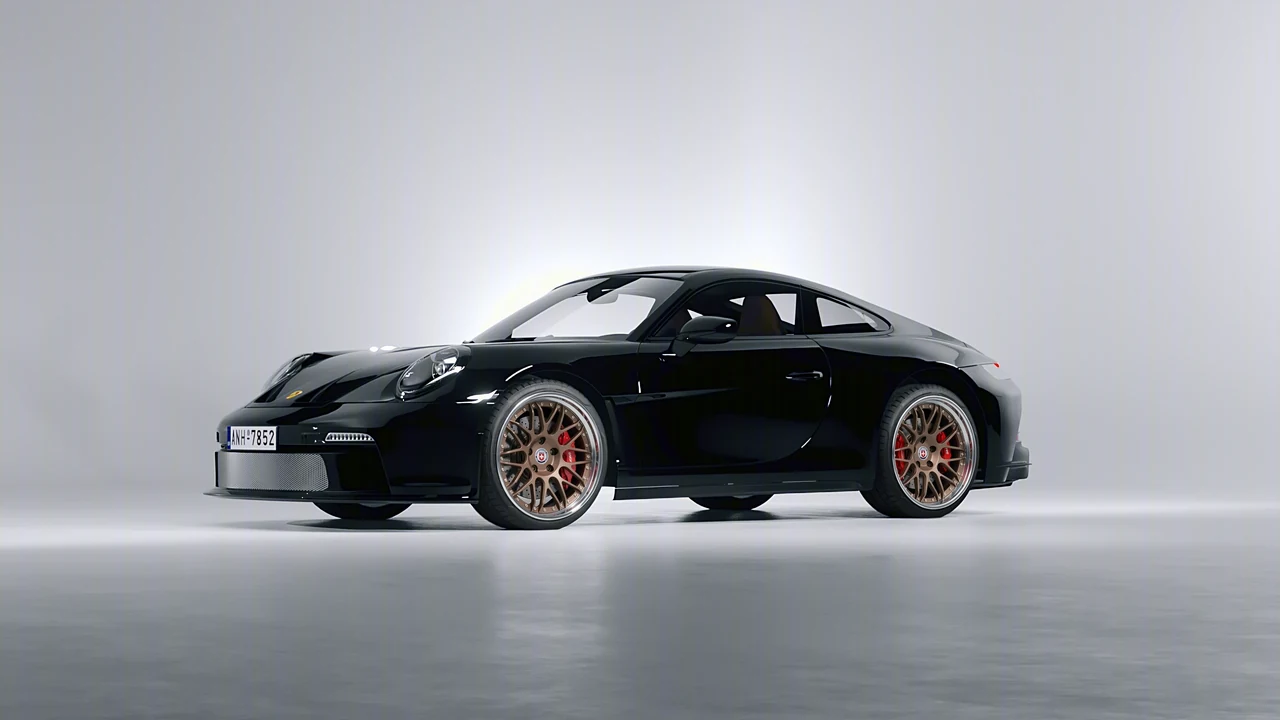 Porsche 911 S T 2024 on HRE Performance Wheels C100 forged wheels, front three-quarter view
