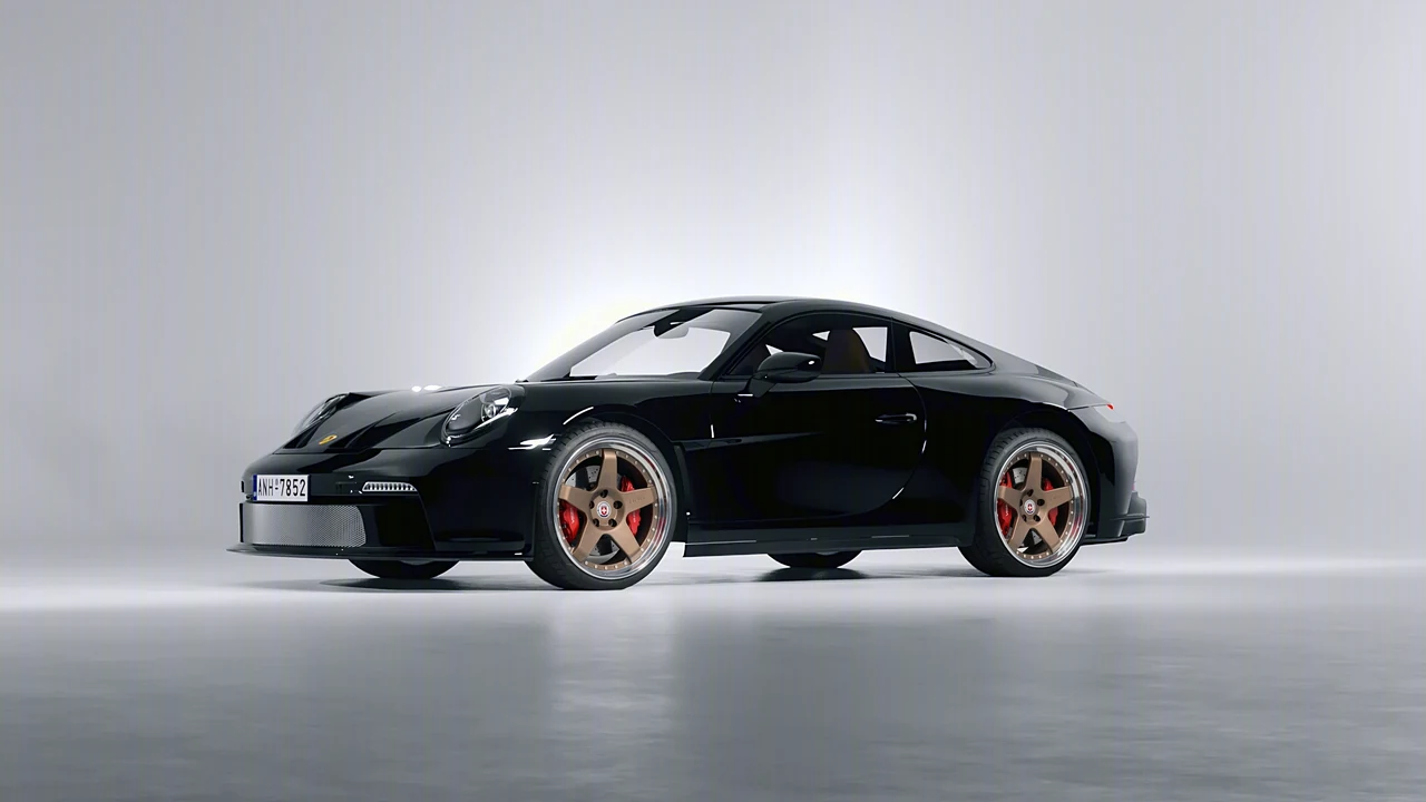 Porsche 911 S T 2024 on HRE Performance Wheels C105 forged wheels, front three-quarter view