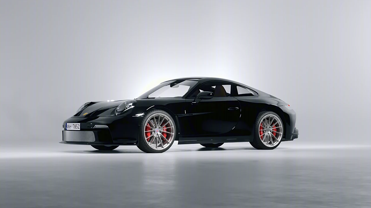 Porsche 911 S T 2024 on HRE Performance Wheels P103 forged wheels, front three-quarter view