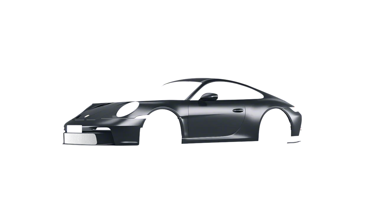 Porsche 911 S T 2024 wrapped in Black Rock Grey (Avery Dennison SW900-823-M), front three-quarter view