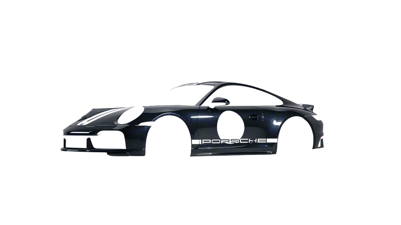 Porsche 911 Sport Classic 2024 wrapped in Mystery Black (Avery Dennison SW900-184-M), front three-quarter view