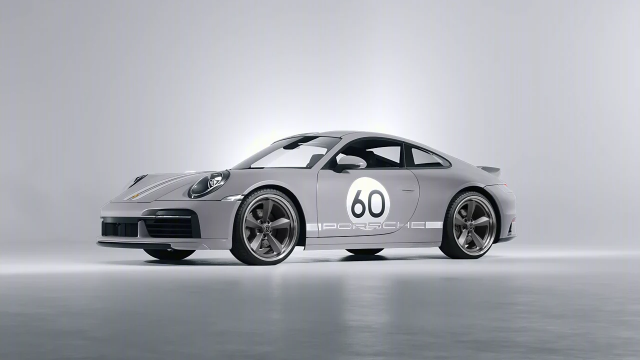 Porsche 911 Sport Classic 2024 on HRE Performance Wheels 105 forged wheels, front three-quarter view