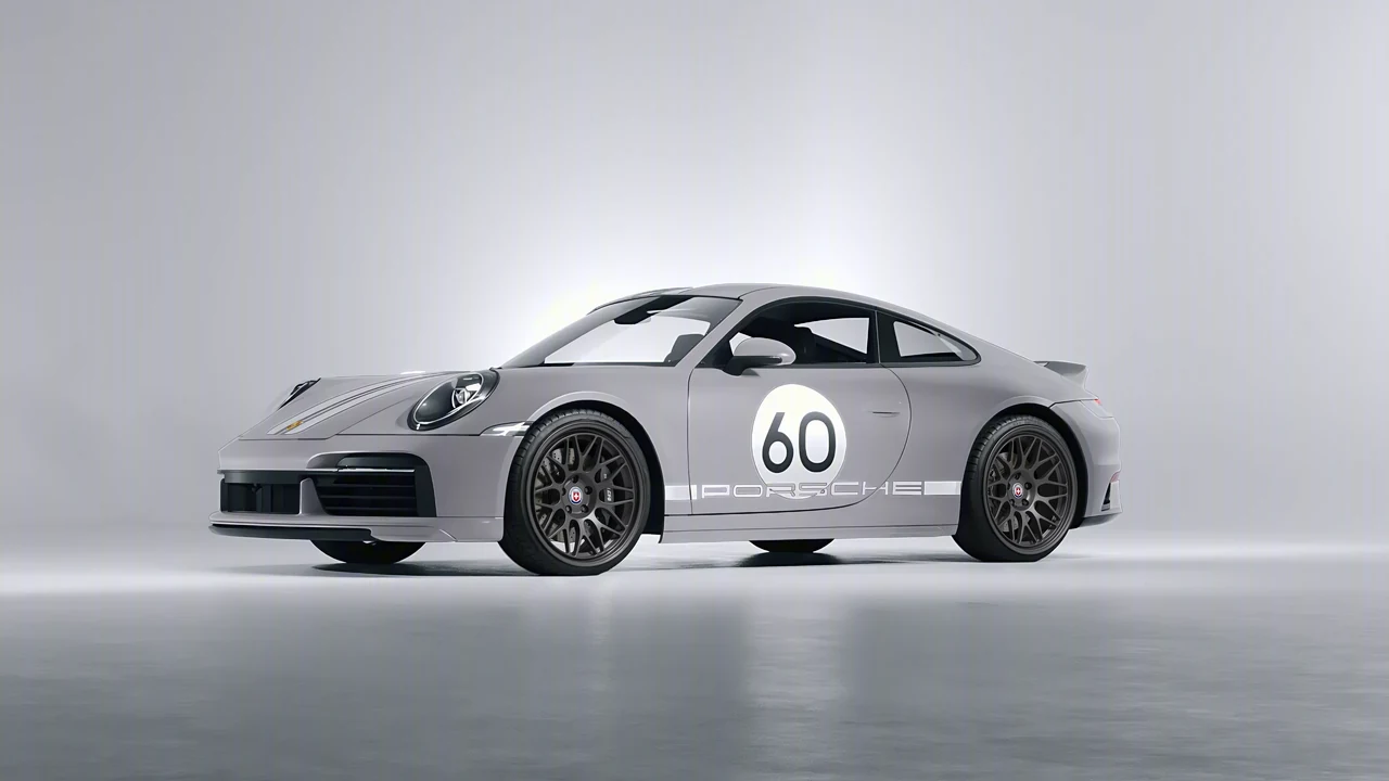 Porsche 911 Sport Classic 2024 on HRE Performance Wheels 300-GT forged wheels, front three-quarter view