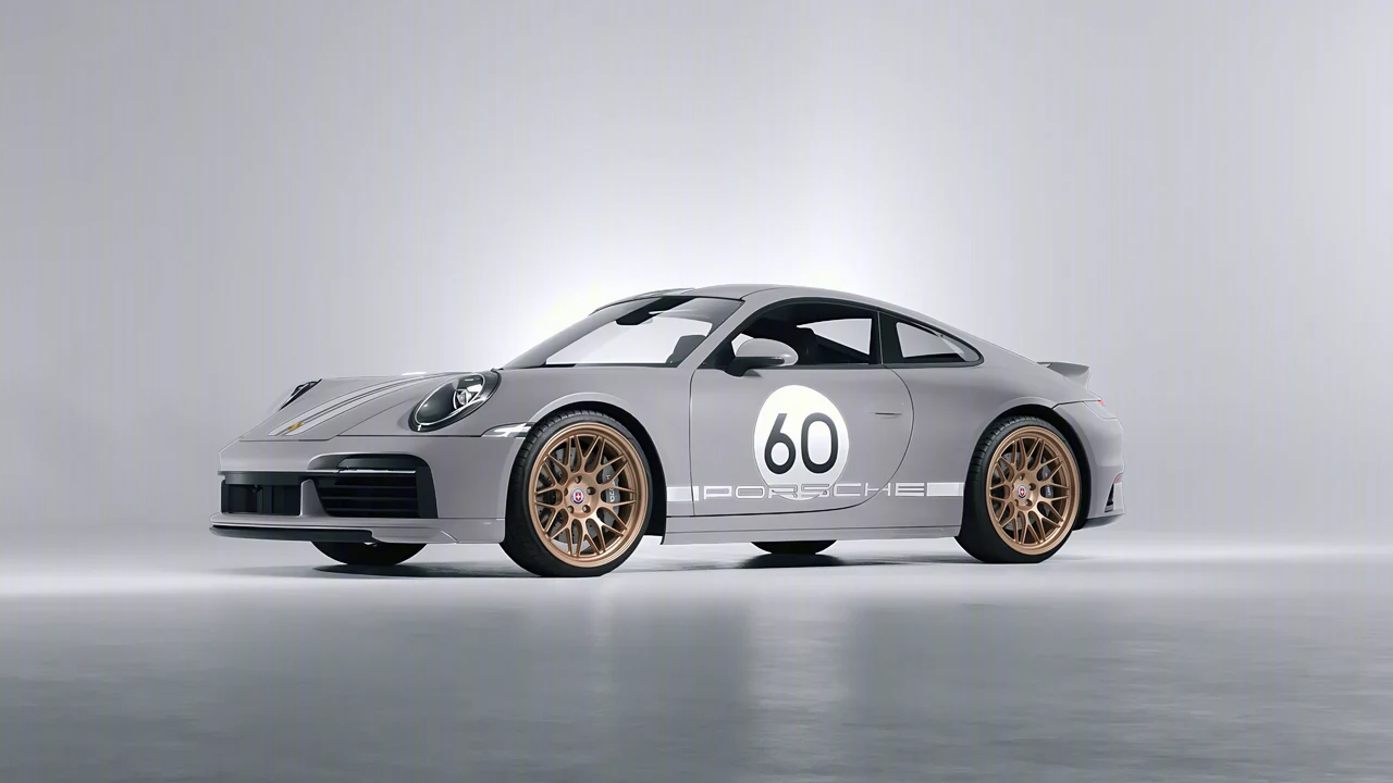 Porsche 911 Sport Classic 2024 on HRE Performance Wheels 300-GTS forged wheels, front three-quarter view