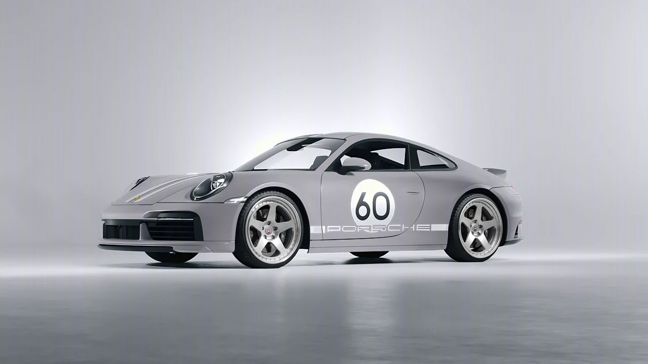 Porsche 911 Sport Classic 2024 on HRE Performance Wheels 305 forged wheels, front three-quarter view
