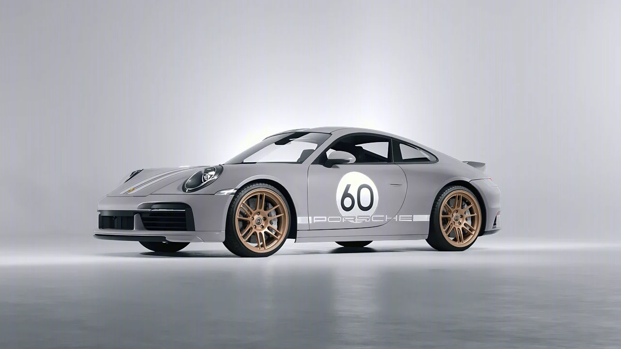 Porsche 911 Sport Classic 2024 on HRE Performance Wheels 312-GTS forged wheels, front three-quarter view
