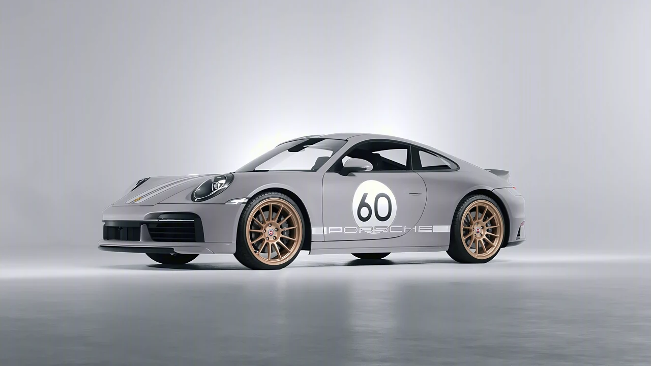 Porsche 911 Sport Classic 2024 on HRE Performance Wheels 313-GTS forged wheels, front three-quarter view