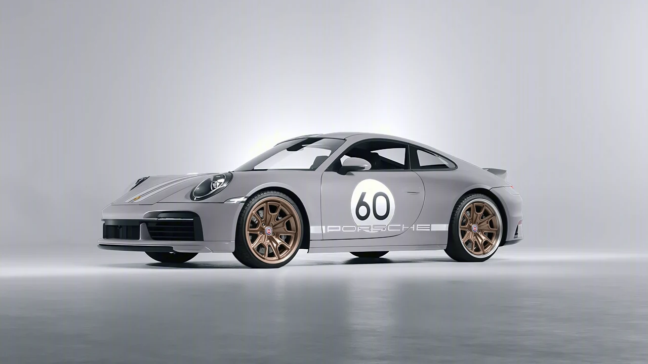 Porsche 911 Sport Classic 2024 on HRE Performance Wheels 427 forged wheels, front three-quarter view