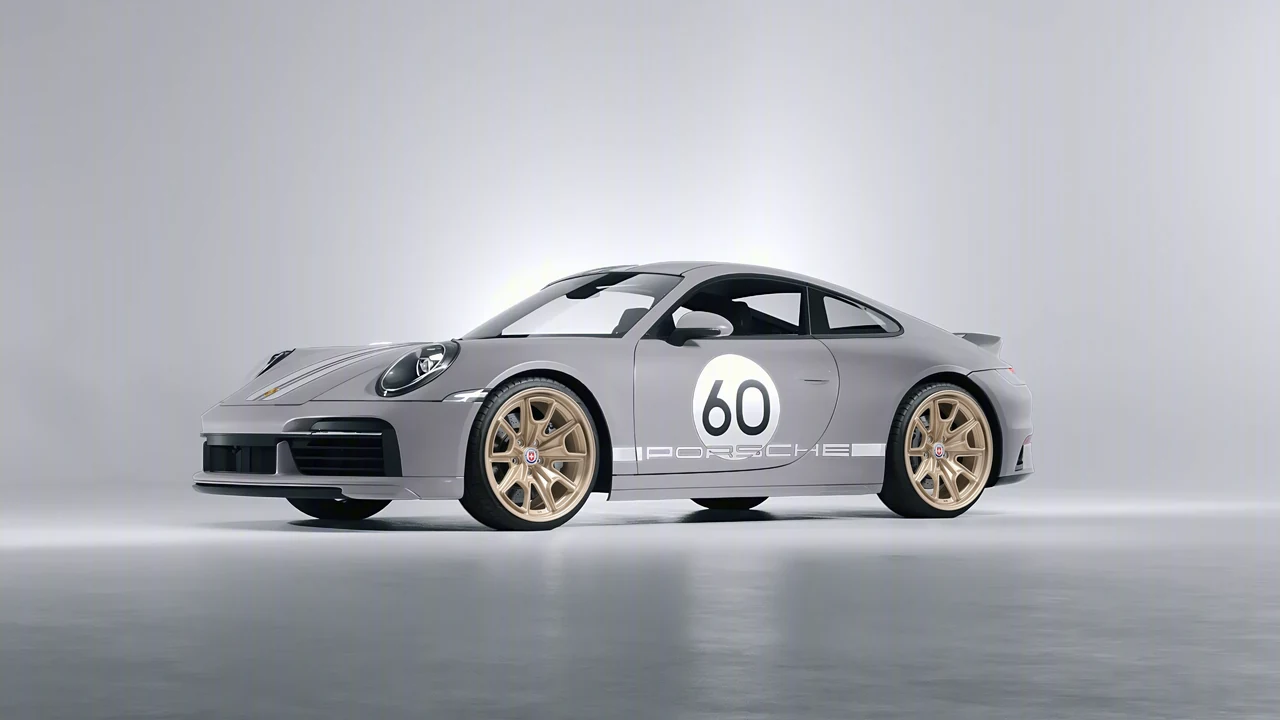 Porsche 911 Sport Classic 2024 on HRE Performance Wheels 427M forged wheels, front three-quarter view