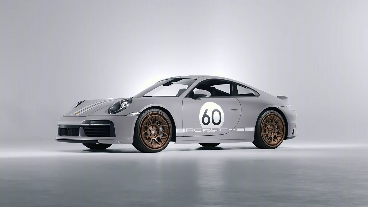 Porsche 911 Sport Classic 2024 on HRE Performance Wheels 500-GTM forged wheels, front three-quarter view