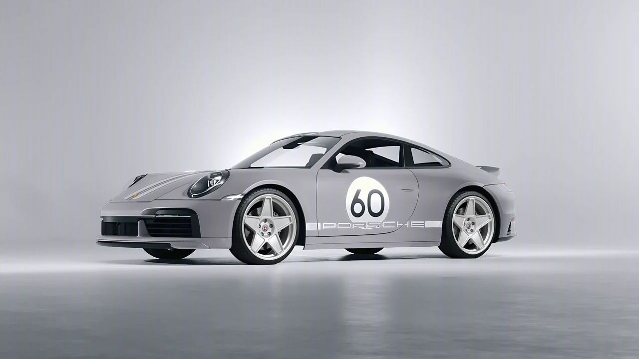 Porsche 911 Sport Classic 2024 on HRE Performance Wheels 505M forged wheels, front three-quarter view