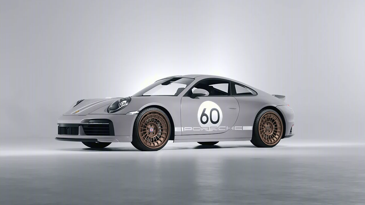 Porsche 911 Sport Classic 2024 on HRE Performance Wheels 515-GTM forged wheels, front three-quarter view
