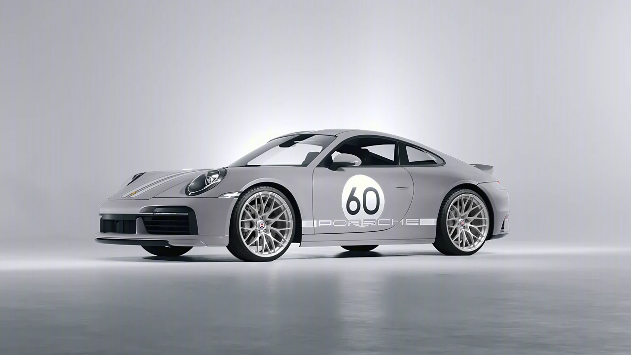Porsche 911 Sport Classic 2024 on HRE Performance Wheels 520M forged wheels, front three-quarter view