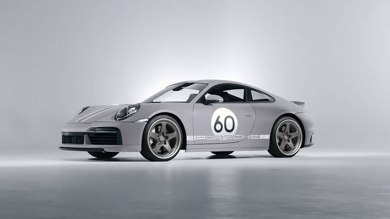 Porsche 911 Sport Classic 2024 on HRE Performance Wheels 527 forged wheels, front three-quarter view