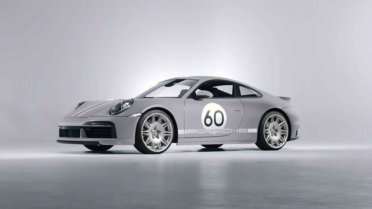 Porsche 911 Sport Classic 2024 on HRE Performance Wheels 528M forged wheels, front three-quarter view