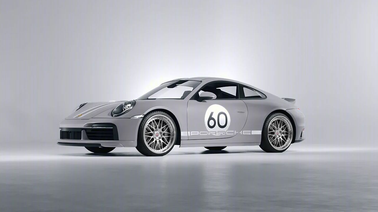 Porsche 911 Sport Classic 2024 on HRE Performance Wheels 540C forged wheels, front three-quarter view