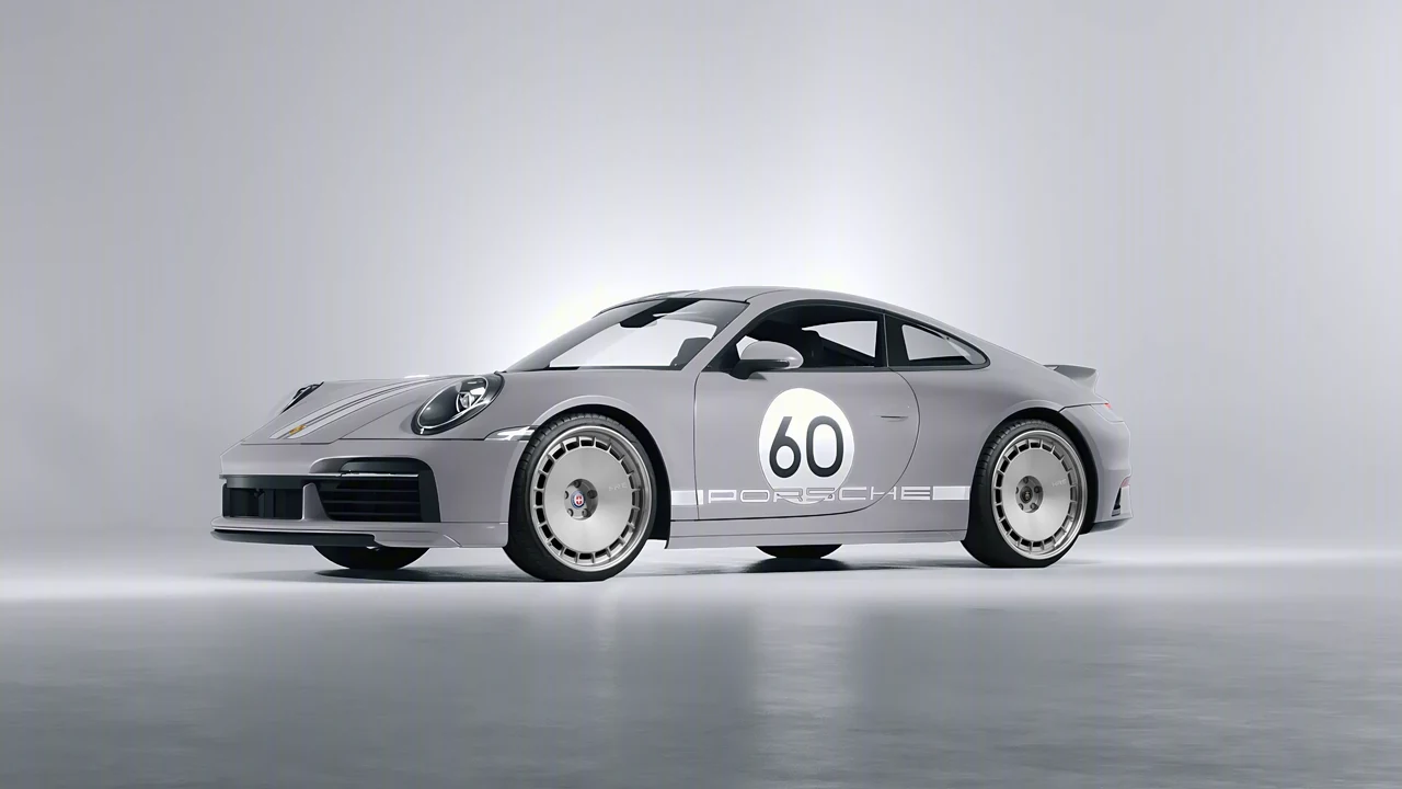 Porsche 911 Sport Classic 2024 on HRE Performance Wheels 935 forged wheels, front three-quarter view
